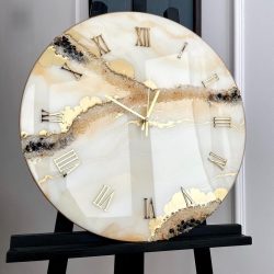 Buy Luxury Almond White Resinart Clock at CustomCraft