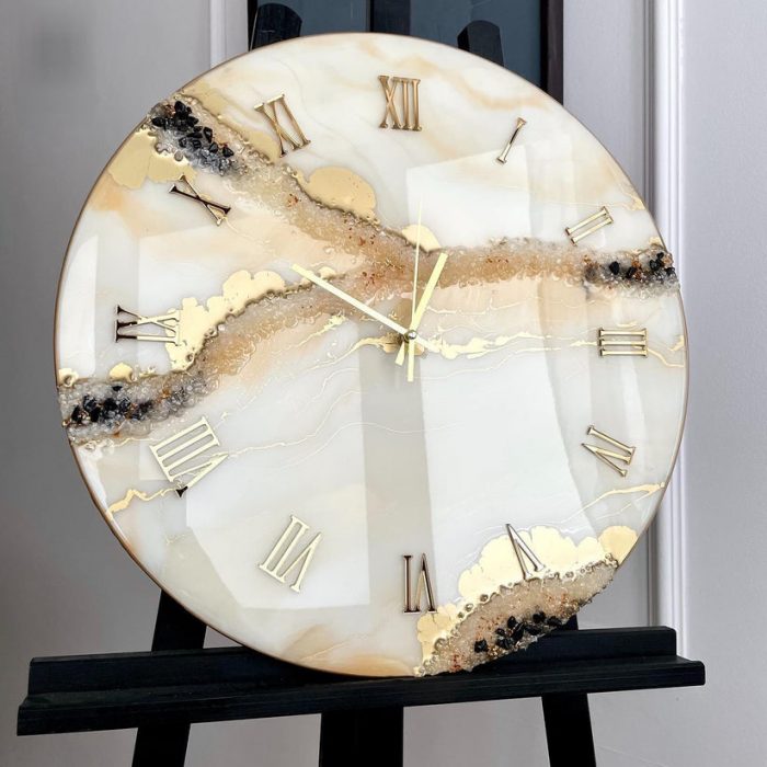 Buy Luxury Almond White Resinart Clock at CustomCraft