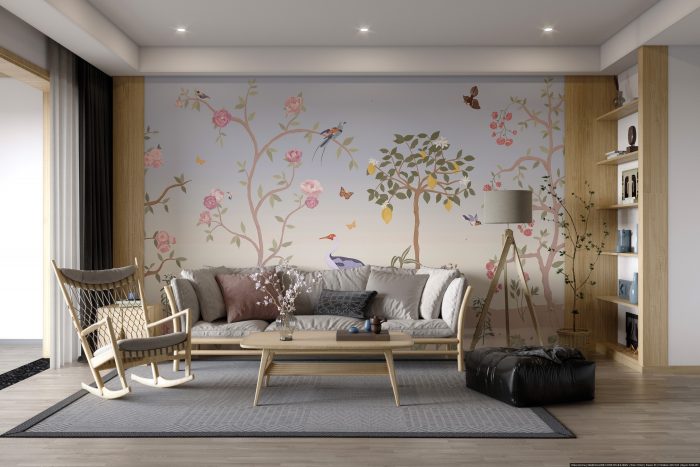 floral and birds wallpaper