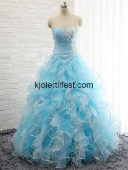 Blå Stroppeløs Kjæreste Tyll Quinceanera Kjoler – Kjolertilfest.com