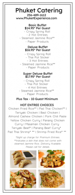 Phuket Catering Menu – Phuket Thai Restaurant and Sushi