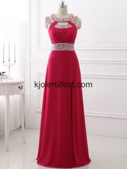 Fuksia Perler Lange Chiffon Ballkjoler – Kjolertilfest.com