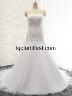 Hvit Lange Blonder Organza Brudekjoler – Kjolertilfest.com