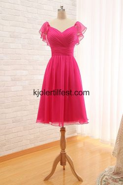 Kort V-hals Lys Plomme Brudepikekjoler – Kjolertilfest.com