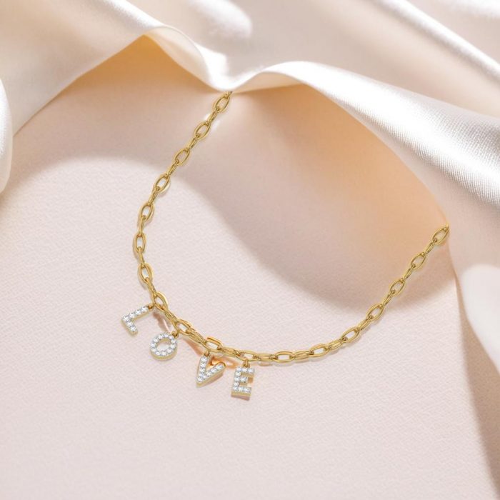 Endless Love Letter – Lab Diamond Charm Necklace for Women