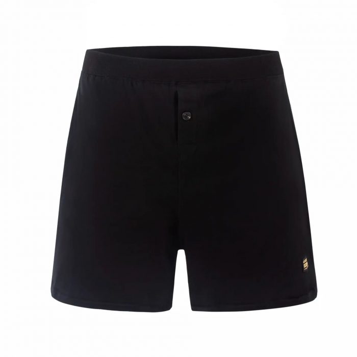 Men’s Maxi Cozy® Covered Waistband Black Cotton Boxer Shorts | Frank and Beans