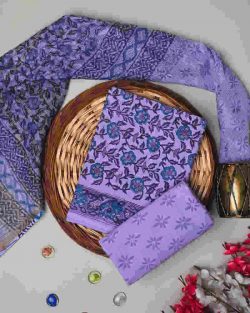 Buy Elegant Blue & Black Tie-Dye Cotton Suit Online for Women