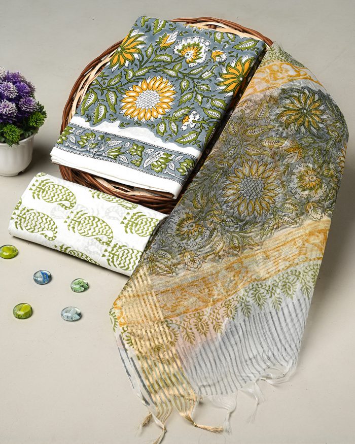 Buy Organza Dupatta Suits Online in Cotton for Women