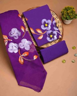 Shop Premium Cotton Suit with Elegant Chiffon Dupatta Online