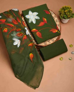 Shop Premium Cotton Suit with Chiffon Dupatta Online