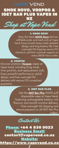 SMOK Novo, Voopoo & IGET Bar Plus Vapes in NZ – Shop at Vape Vend