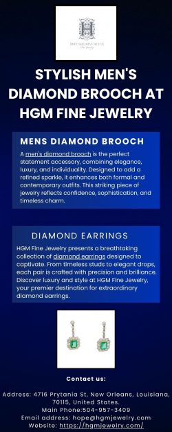 Stylish Men’s Diamond Brooch at HGM Fine Jewelry