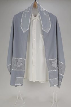 Exclusive Elegant Gray Floral Tallit for Women
