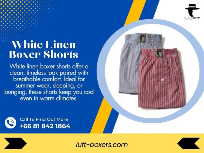 White Linen Boxer Shorts – Classic Style with Natural Comfort