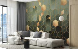 Green Geometric hexagonal Wallpaper Mural