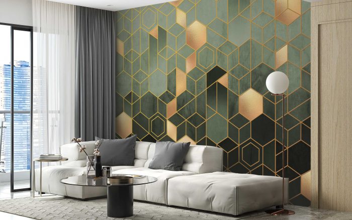 Green Geometric hexagonal Wallpaper Mural