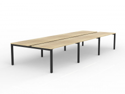 OL Axis 6-User Double Sided Workspace – Oak Top with Black Frame