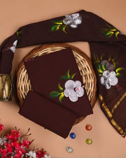 Shop Exclusive Black Printed Cotton Suit with Kota Dupatta Online