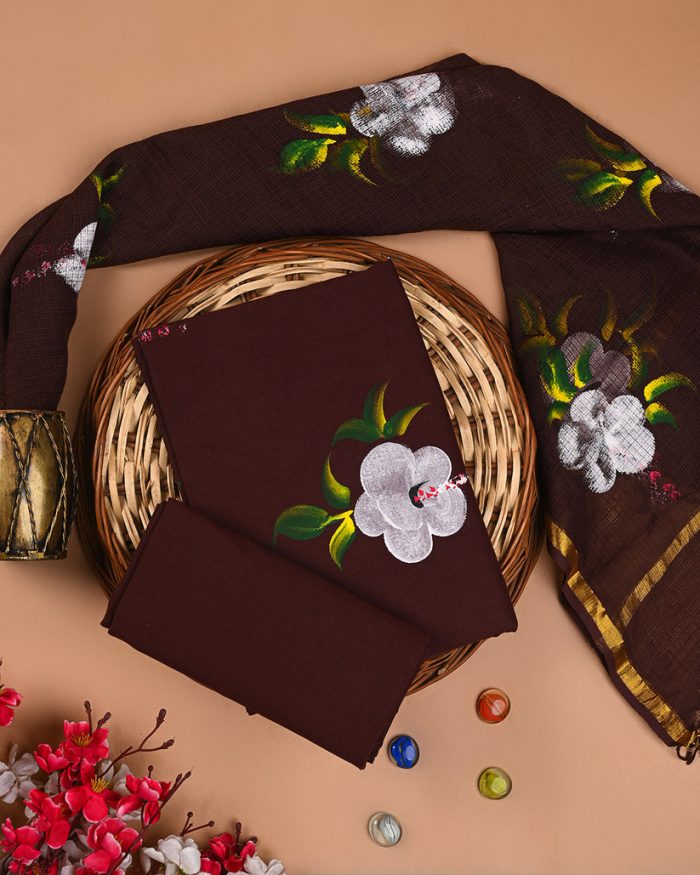 Shop Exclusive Black Printed Cotton Suit with Kota Dupatta Online