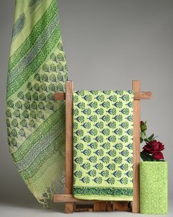Shop Exclusive Hand Block Print Cotton Suit with Kota Dupatta Online