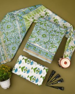 Shop Exclusive Sanganeri Print Chanderi Silk Suit Set Online