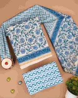 Shop Exclusive Sanganeri Print Chanderi Silk Suit Set Online