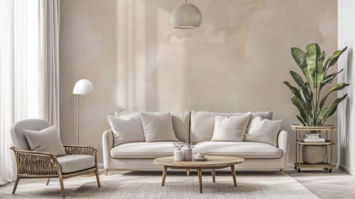 Abstract Beige Watercolor Wallpaper Mural