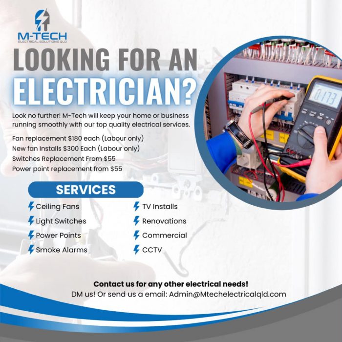 Top Reasons to Hire M-Tech Electrical Solutions as Your Electrician Near Me in Brisbane
