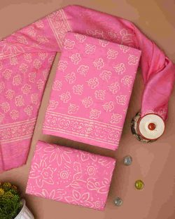 Shop Sanganeri Rapid Printed Cotton Suit with Chiffon Dupatta Online