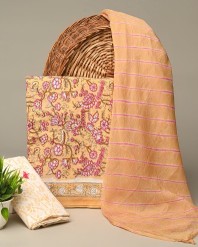 Shop New Sanganeri Printed Cotton Suit with Chiffon Dupatta Online