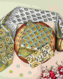 Shop Premium Sanganeri Print Maheshwari Silk Suit Online