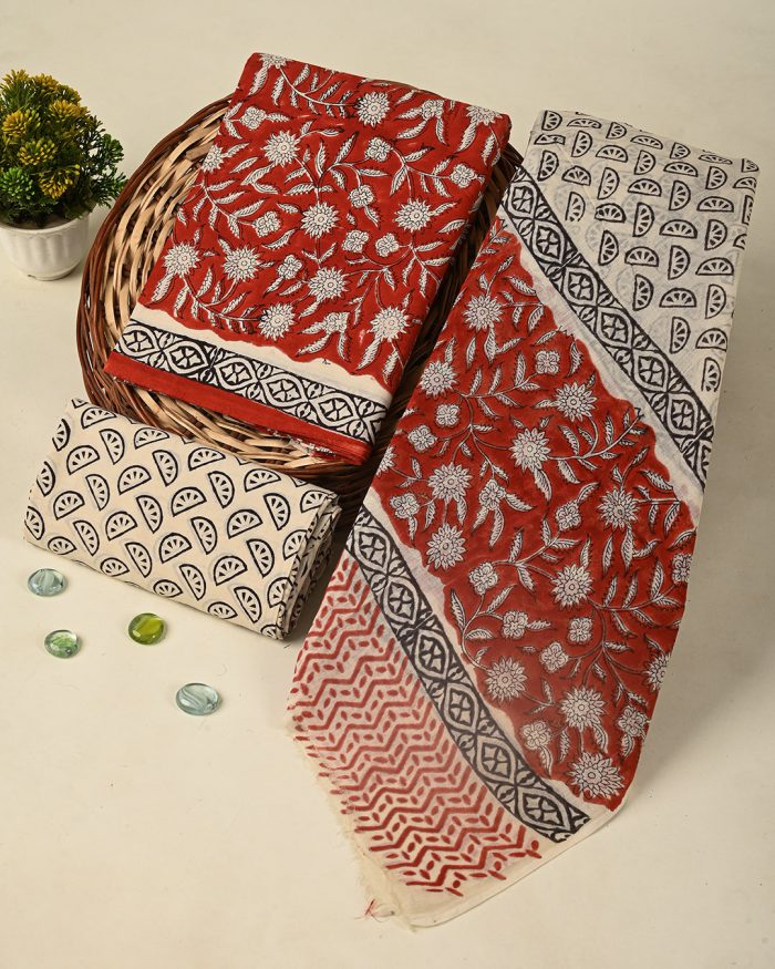 Buy Premium Sanganeri Printed Cotton Suit With Dupatta Online