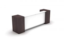 GP Aston Reception Counter Gloss white with Walnut Side