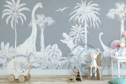 Monochrome Dino Blue Mural