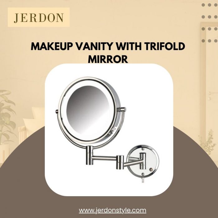 Makeup Vanity With Trifold Mirror