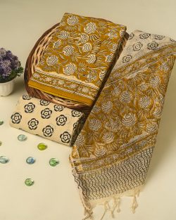 Shop New Sanganeri Print Cotton Suit with Kota Doria Dupatta Online