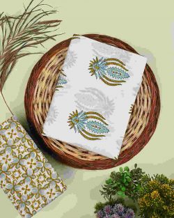 Traditional Sanganeri Cotton Suit Set – Top & Bottom – Chavi Fashion