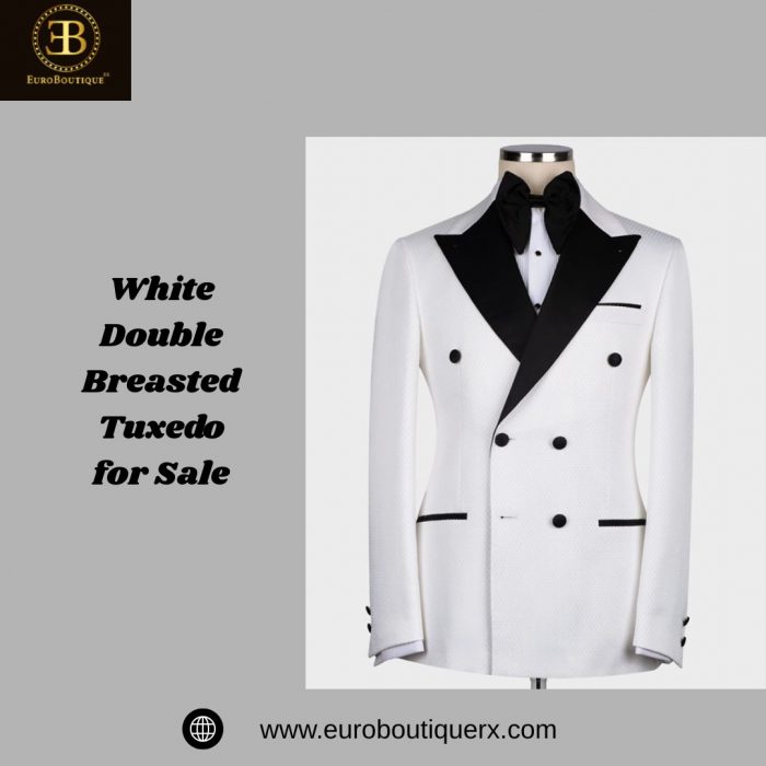 White Double Breasted Tuxedo for Sale