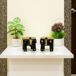 Handcrafted Emboss Painted Wooden Elephant Stool