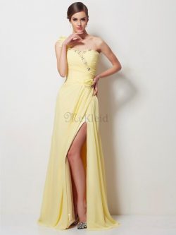 A Linie Natürliche Taile Perlenbesetztes Prinzessin Anständiges Ballkleid – MeKleid.de