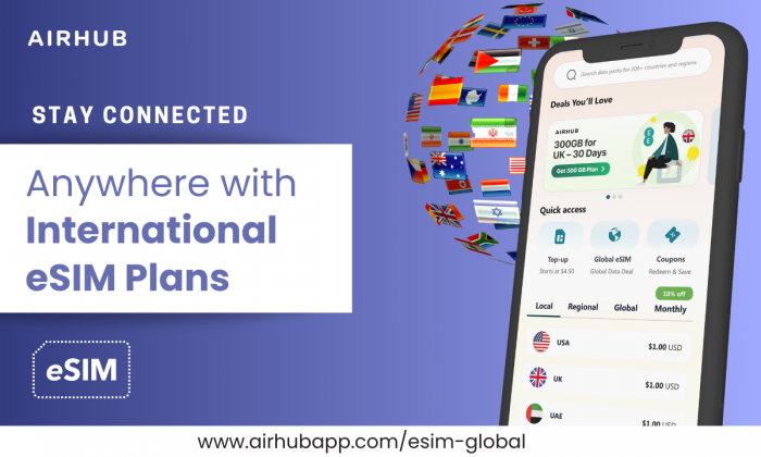 Airhub International eSIM Plans for every travelers