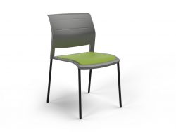 OL Game Stacking Chair -4 Legs Charcoal Shell with Seat Upholstered