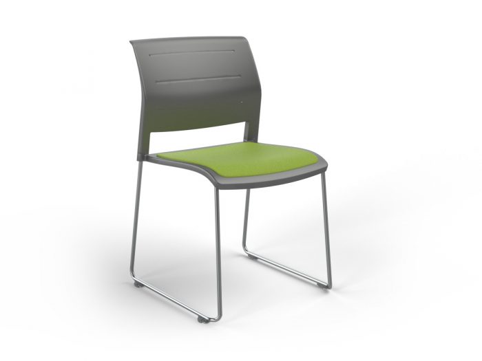 OL Game Stacking Chair – Charcoal Shell with Seat Upholstered