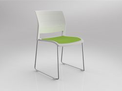 OL Game Stacking Chair – White Shell with Seat Upholstered