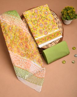 Buy Premium Cotton Suit with Chiffon Dupatta Online