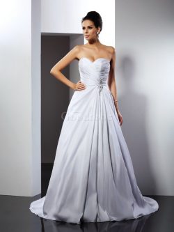 Robe de mariée longue de lotus en satin avec lacets ligne a – GoodRobe