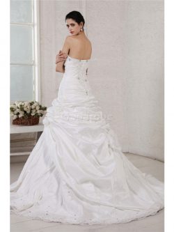Robe de mariée longue textile taffetas col en forme de cœur manche nulle de princesse – Go ...
