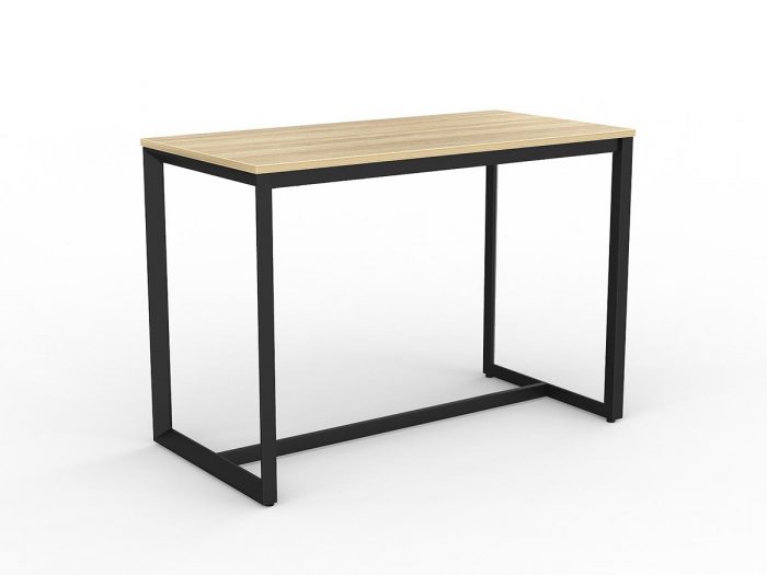 OL Anvil Bar Leaner Table – Oak Top with Black Base