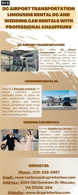 DC Airport Transportation Limousine Rental DC and Wedding Car Rentals with Professional Chauffeurs