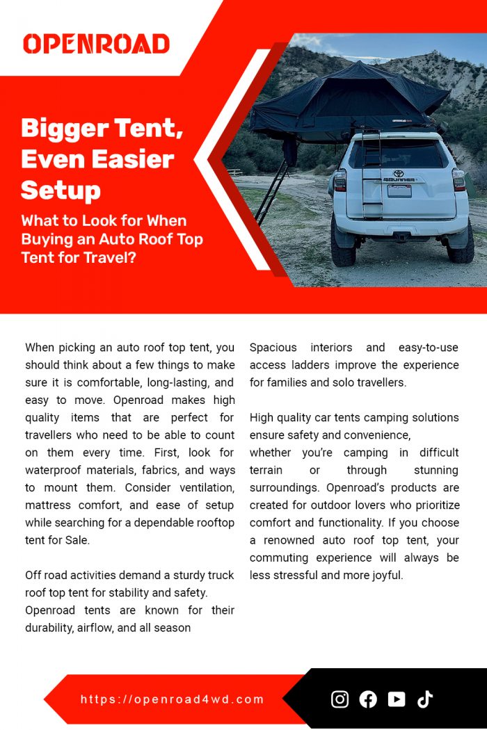 What to Look for When Buying an Auto Roof Top Tent for Travel?